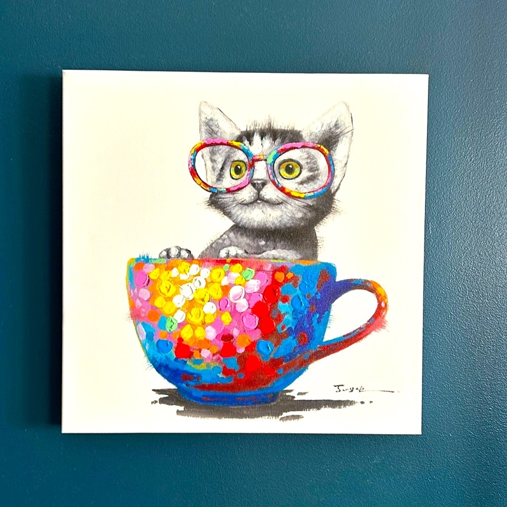 Wall art - kitten in colorful mug